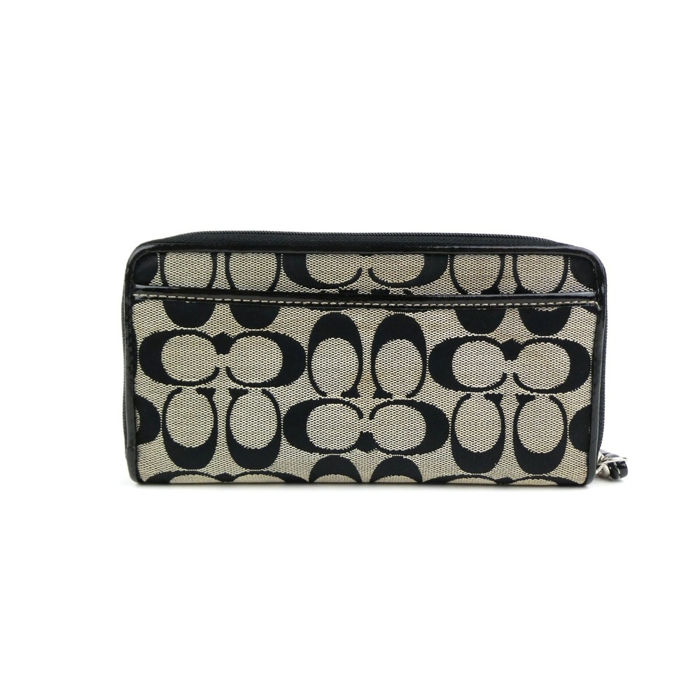 Coach Signature Black White Zip Around Wristlet - Picture 6 of 12